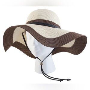 Sloggers Women’s Floppy Sun Hat Coffee Cream UPF 50+ Wide Brim